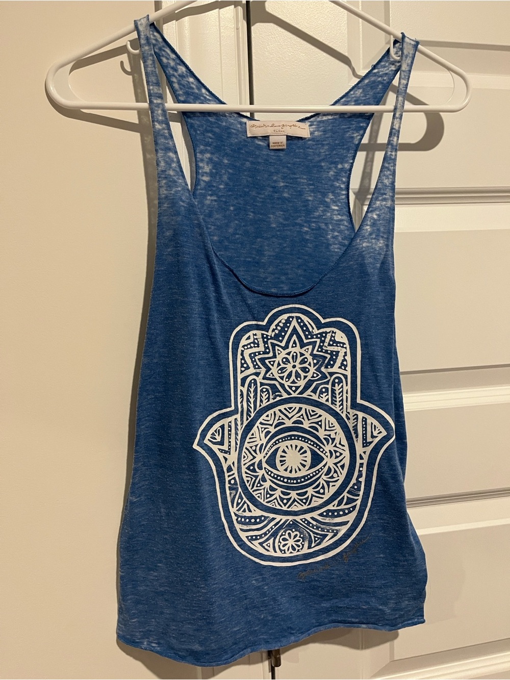 Spiritual Gangster Graphic Racerback Burnout Tank Top with Hamsa Design